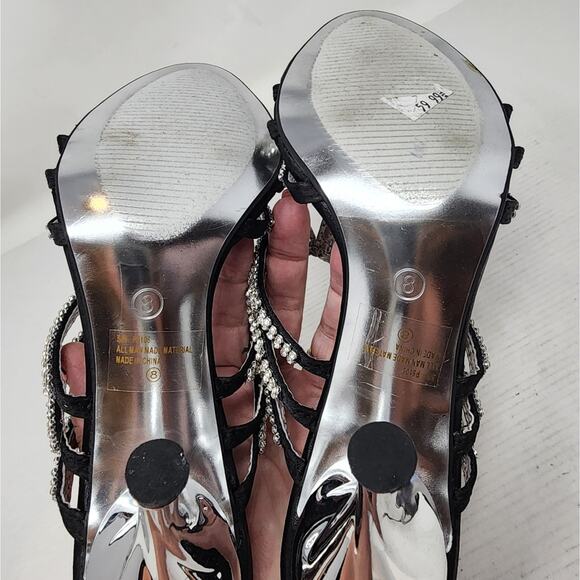 New Vintage 90's Italina Dress Shoes Rhinestones Slip on Weddings Party Size 8 - Picture 7 of 9